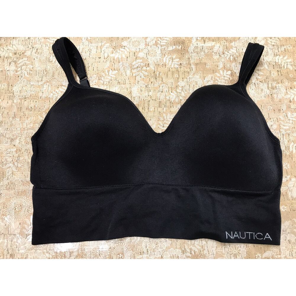 Nautica Bra Women's 40D BLACK Seamless Wireless Adjustable Wide Straps Padded
